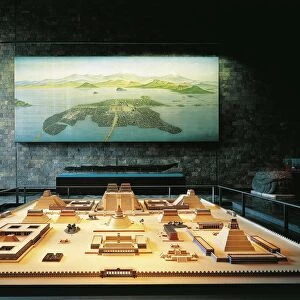 Mexico, Mexico City, National Museum of Anthropology, Mexica Hall, model and reconstruction of the city of Tenochtitlan