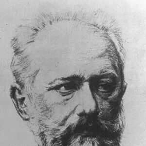 Peter Ilich Tchaikovsky (1840-1893) Russian composer. Head-and-shoulders sketch