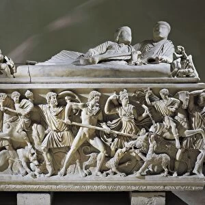 Sarcophagus from Vicovaro depicting Calydonian boar hunt, an episode from legend of Meleager