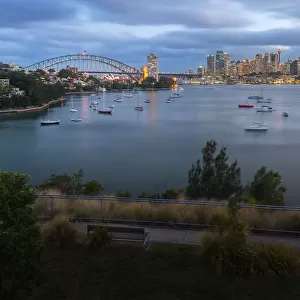 Sydney skyline after sunset from Waverton Point