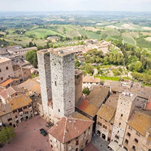 Aerial of old town of San Gimignano
