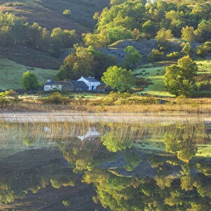 Little Langdale tarn autumn reflections, Lake District, UK