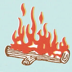 Log on fire