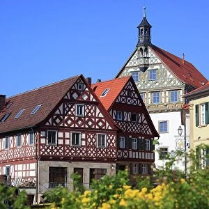 Old town and town hall of Burgkunstadt, Lichtenfels district, Upper Franconia, Bavaria, Germany