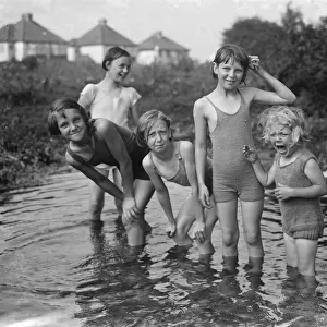 Children enjoying the paddling pool in St Mary Cray, Kent. 1936
