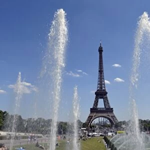 A picture shows a general view of the Eiffel tower on a warm and sunny day on July 3, 2014 in Paris
