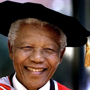 Former South African president and Nobel Peace Prize laureate Nelson Mandela wears