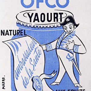 Advertising for Ofco yogurt, natural and healthy product. 20th century
