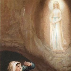 Appearance of the Virgin Mary to Bernadette Soubirous (1844-1879) in the cave of Lourdes