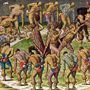 A Barbarian Celebration, from Navigatio in Brasiliam Americae (coloured