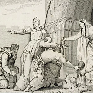Bathilda Gives Money to the Poor, from Histoire de France by Colart, published c