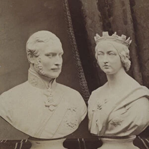 Busts of Queen Victoria and Albert, Prince Consort (b / w photo)