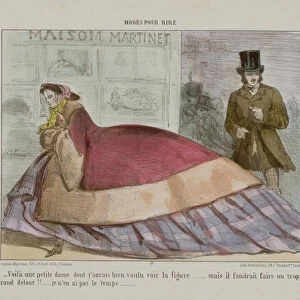 Caricature of the crinoline, from Modes Pour Rire (coloured engraving)
