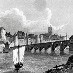 Castle and City of Limerick, engraved by E. Finden, 1829 (engraving)