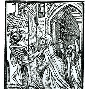 Death and the Abbotess, from The Dance of Death, engraved by Hans Lutzelburger, c