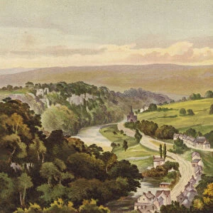 Derbyshire, Matlock, from the Heights of Abraham (colour litho)