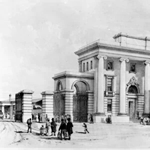 Entrance to Birmingham Station, 1838 (pen, ink & wash on paper)