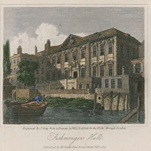 Fishmongers Hall, Upper Thames Street, London (coloured engraving)