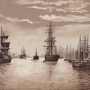 Glasgow: Shipping on the Clyde (litho)