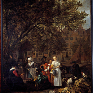 The Herb Walk of Amsterdam Painting by Gabriel Metsu (1629-1667) 17th century Sun