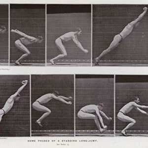 The Human Figure in Motion: Some phases of a standing long-jump (b / w photo)