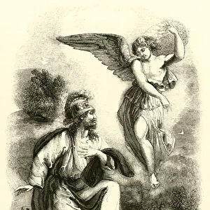 Joshua and the Angel, Agostino Carracci, Joshua v (engraving)