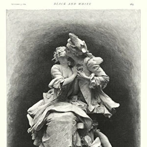 The Kiss, sculpture by Georges van der Straeten (litho)