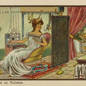 A lady at her toilet in the year 2000 (chromolitho)