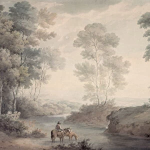 Landscape with River and Horses Watering