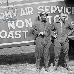 Lieutenants Oakley George Kelly and John Macready after first non-stop, Coast-to-Coast Flight, USA, May 1923 (b/w photo)
