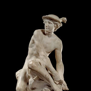 Mercure Attanchant ses heels Marble sculpture by Jean Baptiste Pigalle (1714-1785