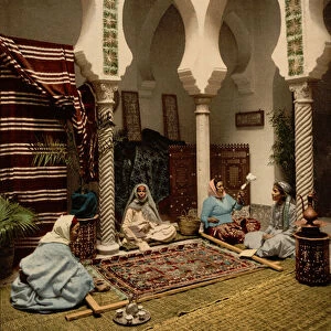 Moorish Women making Arab Carpets, Algiers, Algeria, c. 1899 ( photomechanical print)