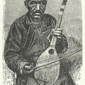 A musician from Kyrgyzstan (engraving)