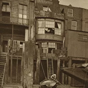 An old tavern on the riverside at Limehouse (b / w photo)