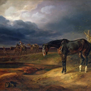 Ownerless Horse on the Battlefield at Moshaisk in 1812, 1834 (oil on panel)
