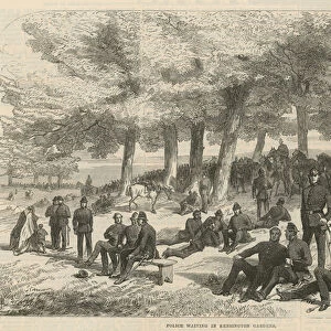 Police waiting in Kensington Gardens (engraving)
