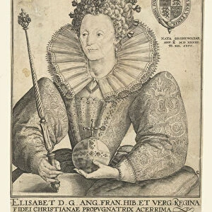 Portrait of Queen Elizabeth I of England, 1592 (engraving)