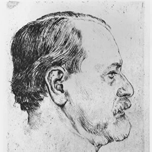 Portrait of Sigmund Freud (1856-1939) 1914 (etching) (b / w photo)