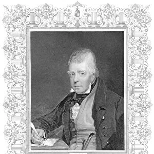 Portrait of Walter Scott (engraving) (b / w photo)