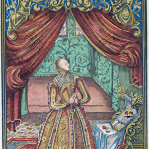 Queen Elizabeth I at Prayer, frontispiece to Christian Prayers, 1569 (coloured