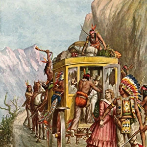 Red Indians attack a wagon