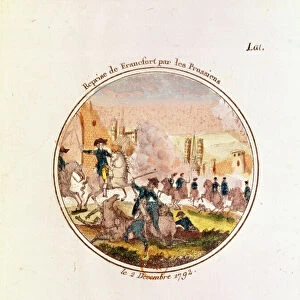 The retaking of Frankfurt by the Prussians, 2nd December 1792 (coloured engraving)