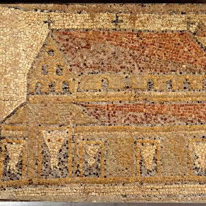 Roman Art: mosaic of a basilica represented in perspective, 2nd half of the 5th century