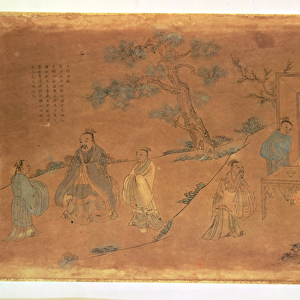 Scene from the life of Confucius (c. 551-479 BC) and his disciples, Qing Dynasty (1644-1912) (ink