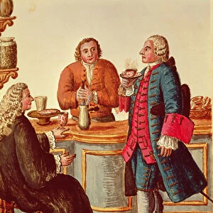 Venetian Noblemen in a Cafe (w / c on paper)
