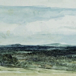 A View at Hursley, Hampshire, 1804 (black chalk and watercolour)