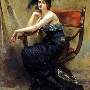 Woman Sitting in a Dagobert Armchair (oil on canvas)