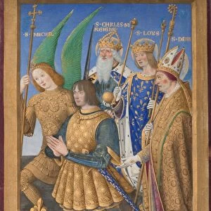 Louis XII of France Kneeling in Prayer, Accompanied by Saints Mi