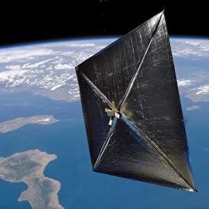 Artist concept of NanoSail-D in space