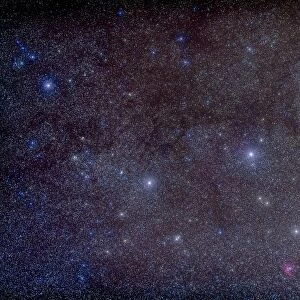 Widefield view of the constellation Cassiopeia with nearby deep sky objects